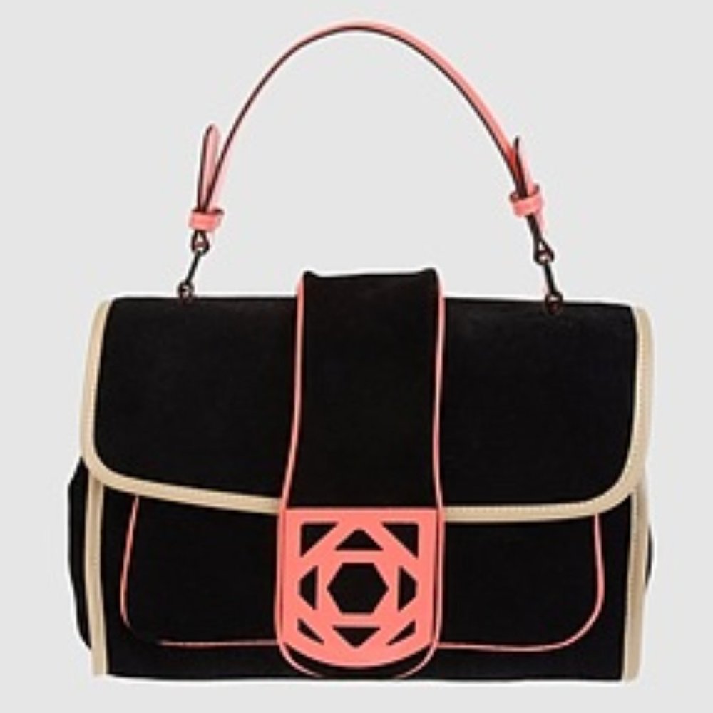 GF Ferre Small Doctor Black Suede Logo Bag